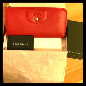 Longchamp Le Pilage Cuir Wallet Red
